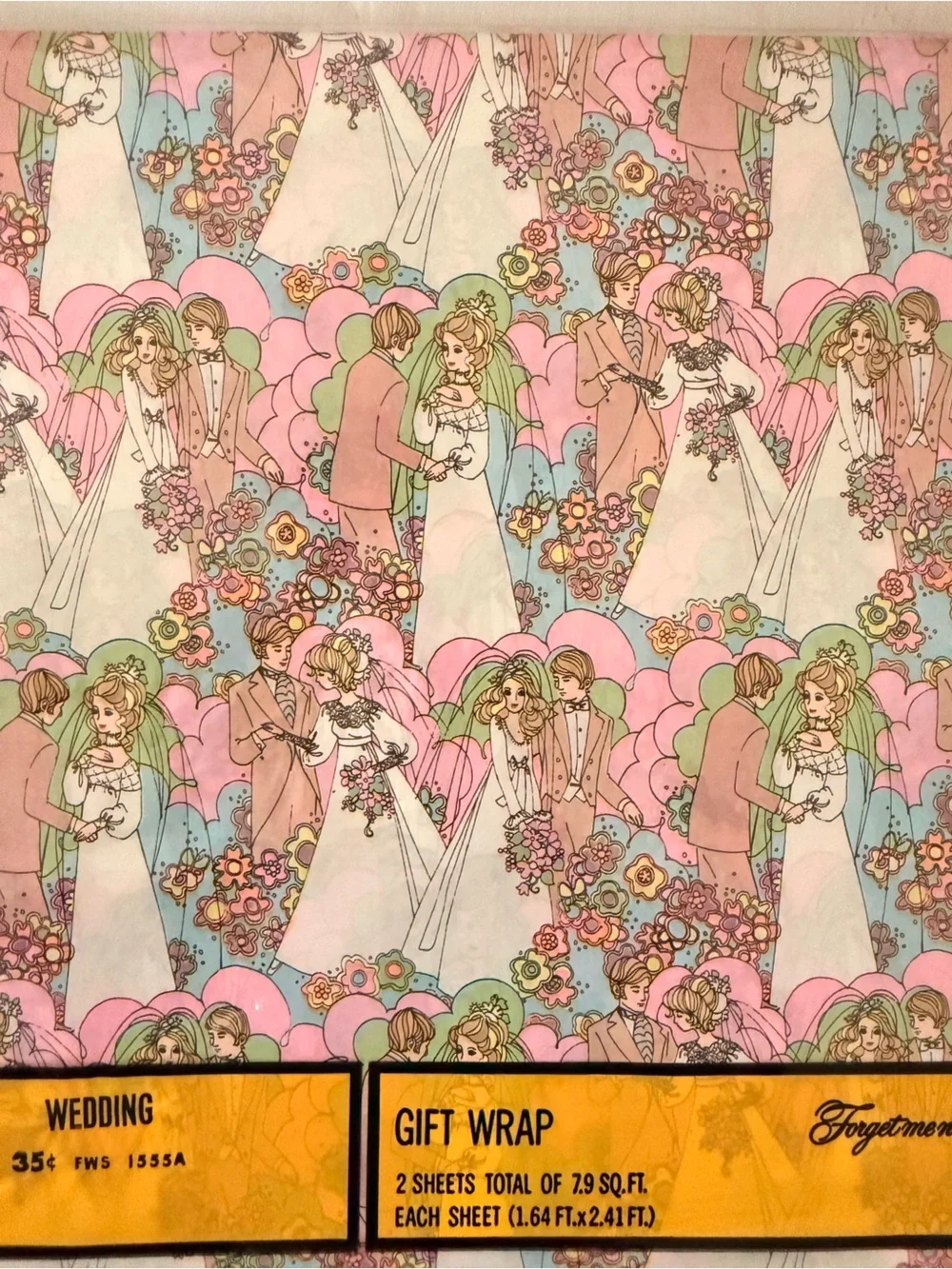 Vintage Wedding Bride and Groom Wrapping Paper by Forgetmenot Never Opened